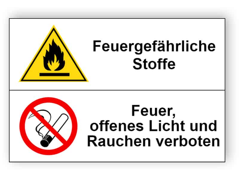 Feuergefährliche Stoffe / Feuer, offenes Licht und Rauchen verboten