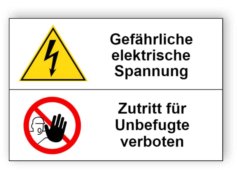 Gefährliche elektrische Spannung / Zutritt für Unbefugte verboten