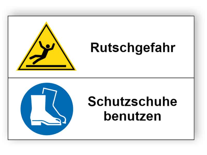 Rutschgefahr / Schutzschuhe benutzen