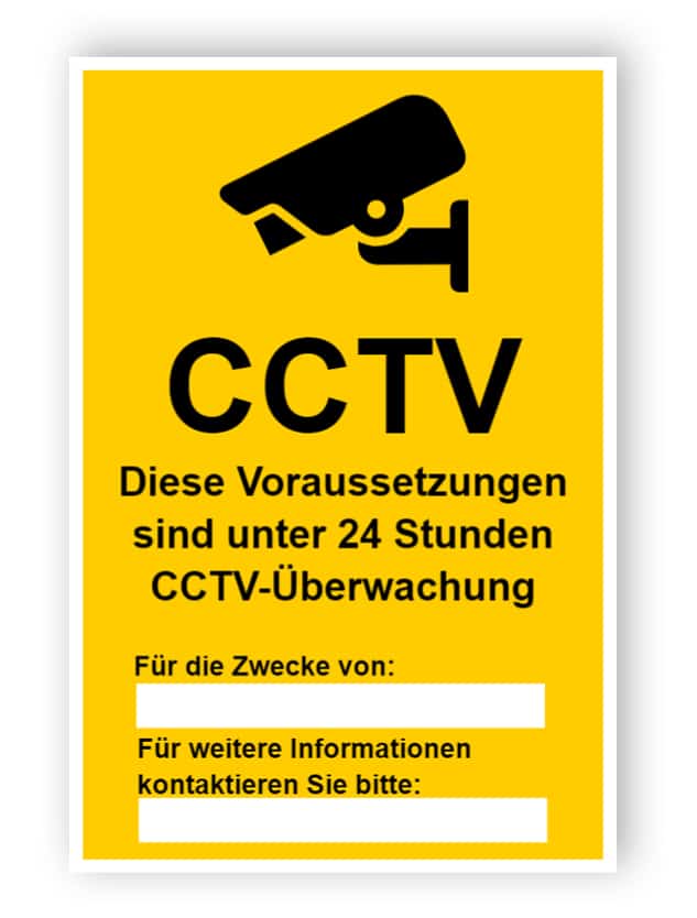 CCTV-Zeichen mit zwei leeren Textfeldern