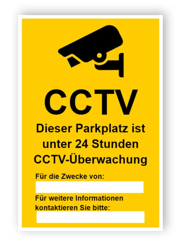 CCTV Zeichen für Parkplatz, mit zwei Textfelder