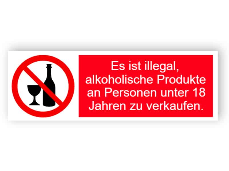 Illegales Zeichen für den Verkauf von Alkohol unter 18 Jahren