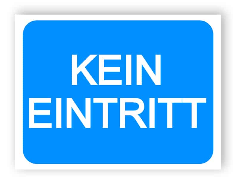 Der Zugang zu einem Parkplatz, private Zufahrtsstraße oder das Eigentum von einer öffentlichen Straße nicht erlaubte Zeichen