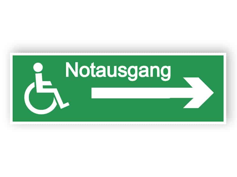 Notausgang-Zeichen - mit Zugang für Behinderte