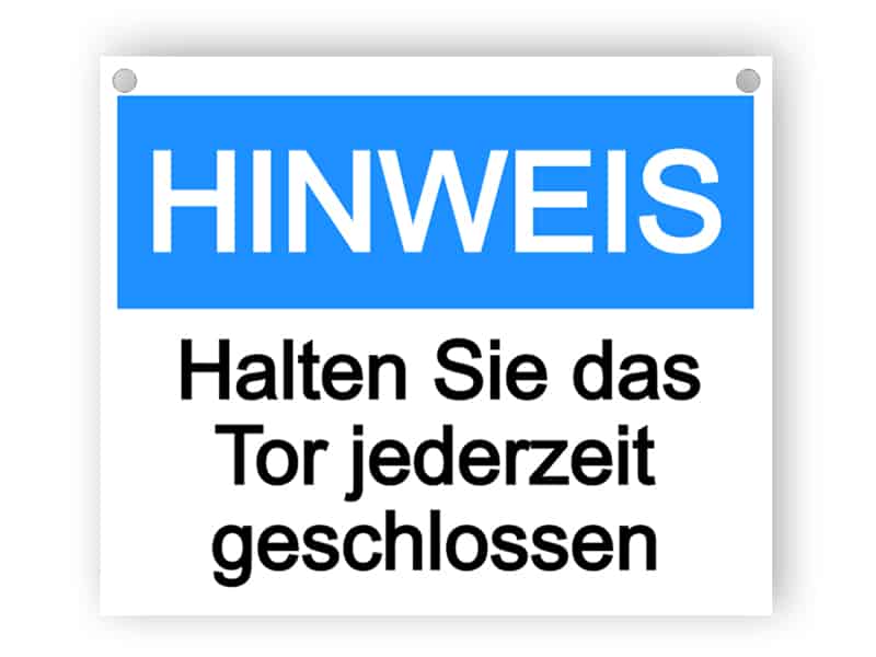 Hinweis - keep Tor geschlossen zu jeder Zeit Zeichen