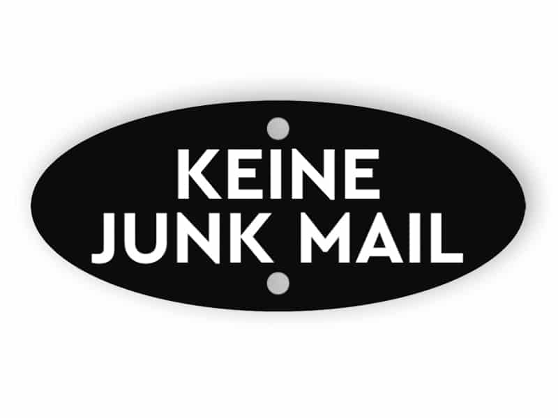 Schwarz kein Junk-Mail-Zeichen