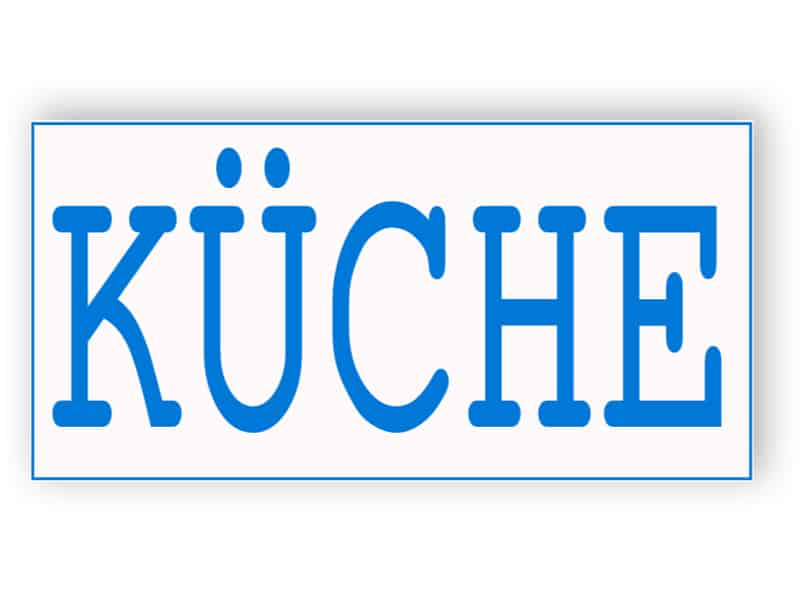 Weiß und blau Küche Zeichen