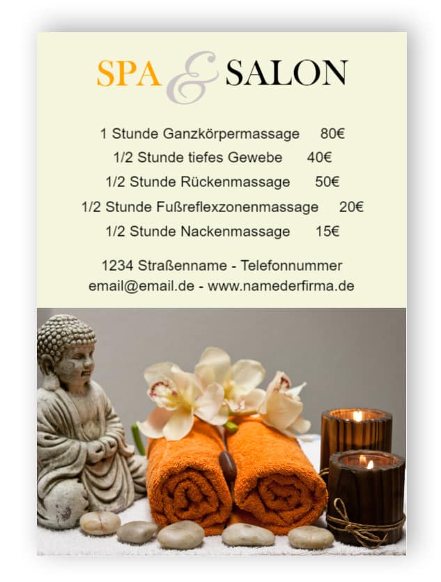 Spa und Salon Service Zeichen