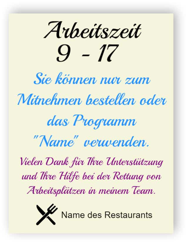 Zeichen für Restaurant 1