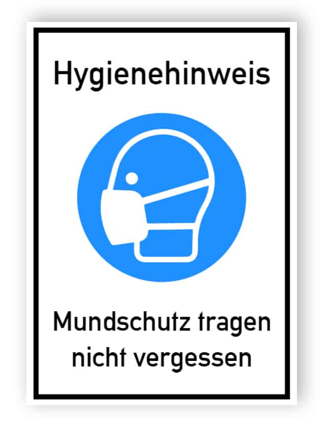 Hygienehinweis - Mundschutz tragen nicht vergessen - Aufkleber