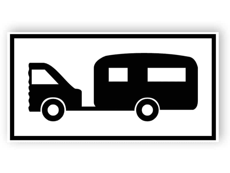 Parkplatz für motorisierte Wohnwagen oder Wohnwagen gezogen von Kraftfahrzeugen Zeichen